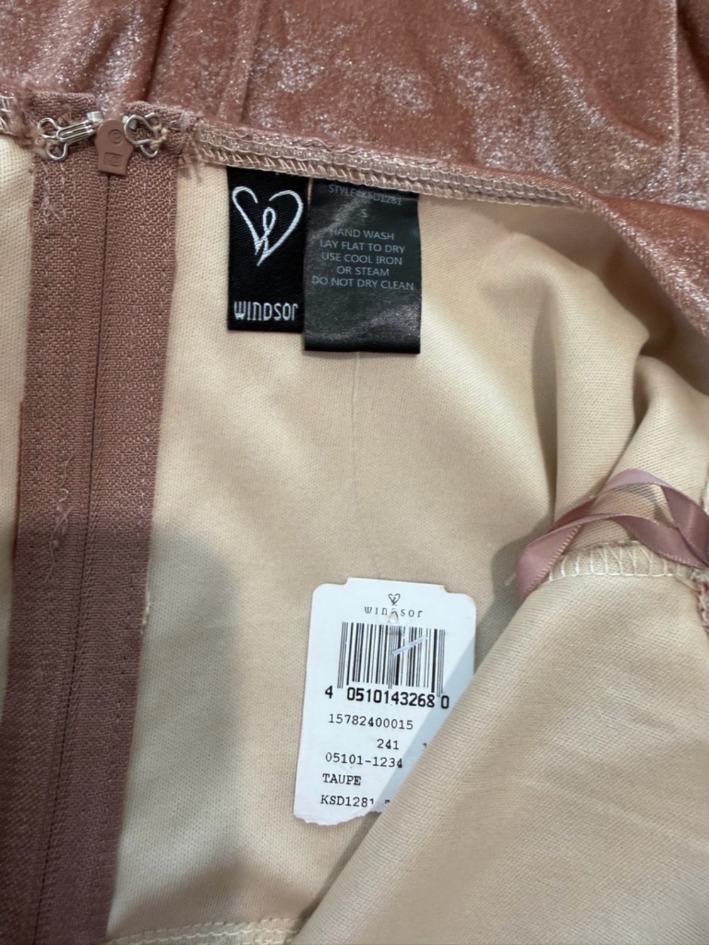 Windsor Rose Gold Velvet Corset Mini Dress with Floral Side Panels - Picture 6 of 7